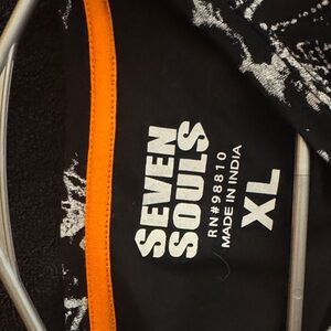 Seven Souls Men's Black Short Sleeve Tee with Orange Trim - XL